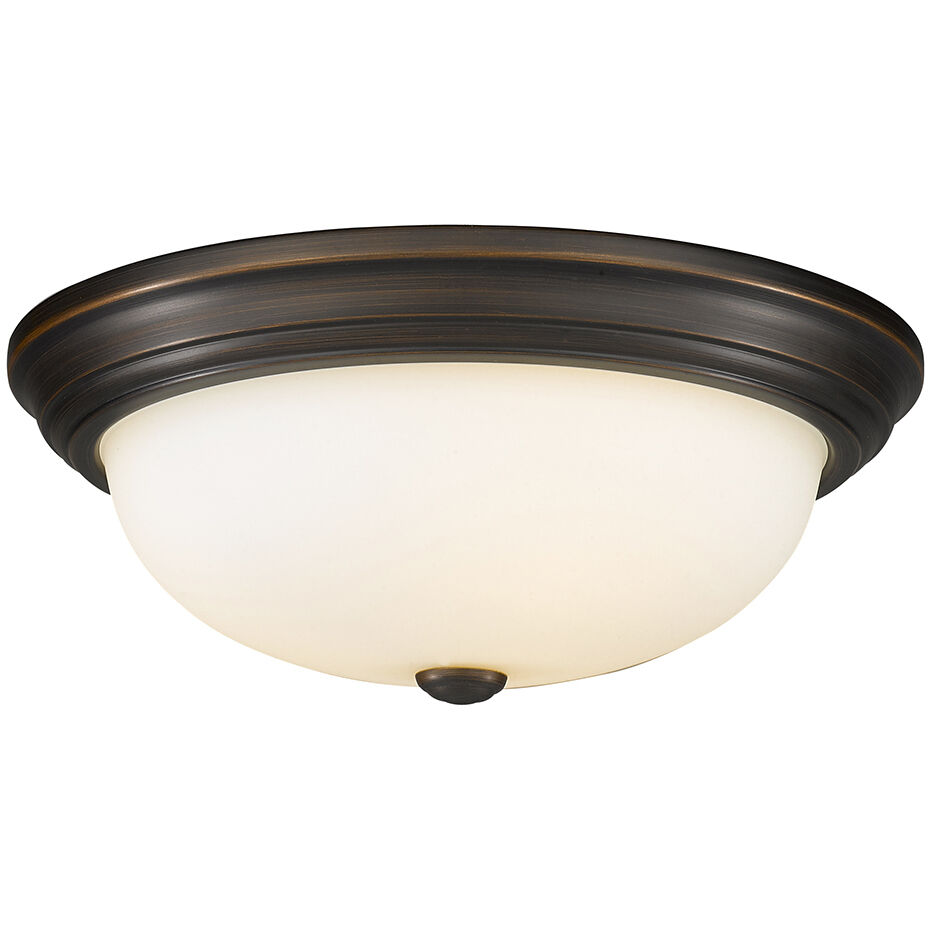 Kipson 3 Light 15 inch Rubbed Bronze Flush Mount Ceiling Light